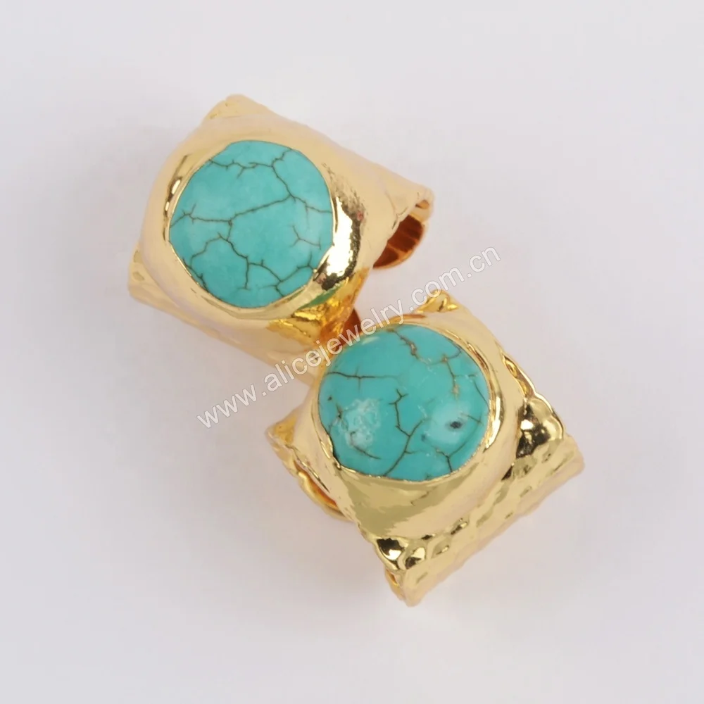 G1881 chakra stone natural turquoise rings round rings for men gold ring