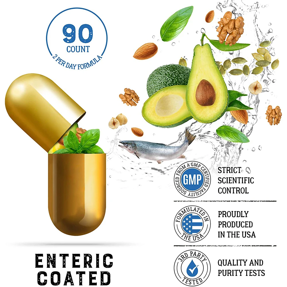 Детские капсулы Nootropics Omega 3 Fish Oil 2000 mg с 800 EPA и 600 DHA улучшая интеллект