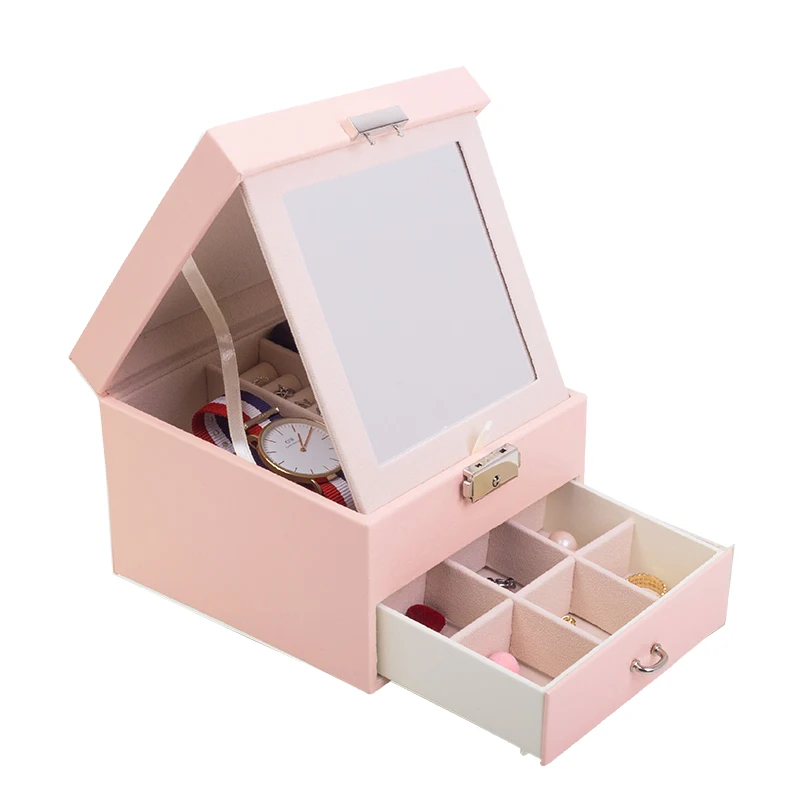 Emballage de bijoux luxury Necklace Holder bangle Organizer Double Layer Jewelry Display Storage Case jewelry packaging with Loc