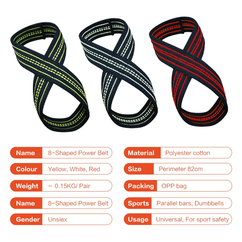 Wholesale Custom Logo Gym Training Weightlifting Wrist Straps Figure 8 Heavy Duty Weight Lifting Straps