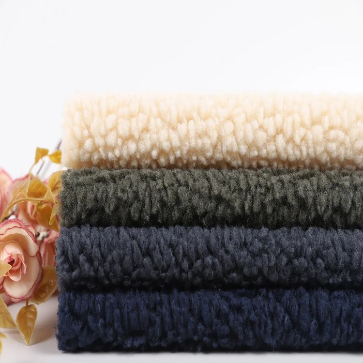 heavy fleece fabric 500gsm 100% Polyester Knitted Sherpa Fleece Fabric