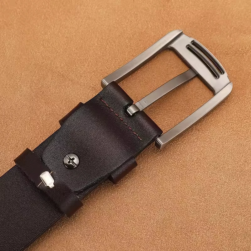 Fashion Simple 3.8CM Wide Cow Skin Men Belt Genuine Leather Belt for Men Casual Luxury Brand Design Belt Man High Quality