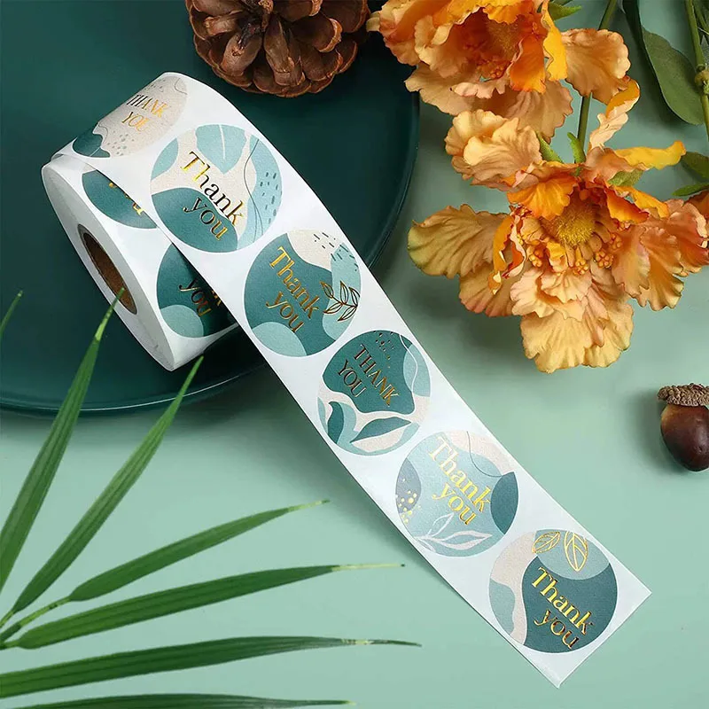 Luxury Custom Vinyl Business Logo Sticker Roll Holographic Thank You Label Printing