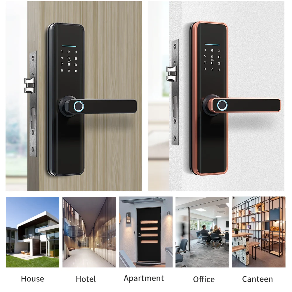 Factory Price electric double sided biometrics digital key password ttlock tuya fingerprint smart door lock
