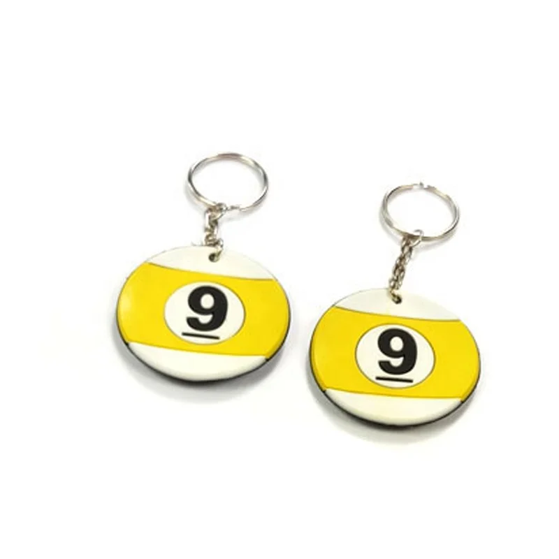 xmlivet soft rubber Billiards Pool ball No8/9 design keychains Gifts for sport Keyrings Billiards accessories