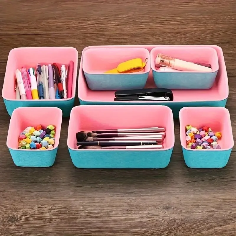 Wholesale In-Stock Seven-Piece Integrated Molding Snack Felt Storage Box for Household Goods Storage
