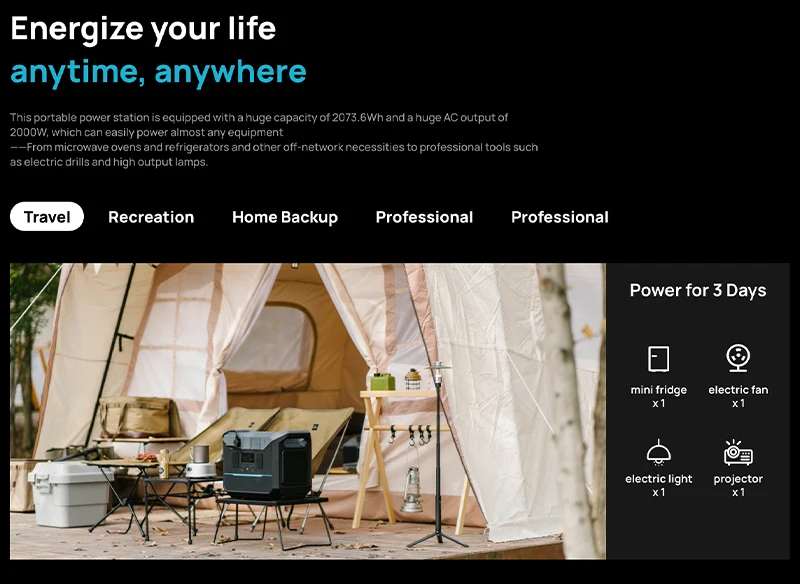 Lithium LiFePO4 1500W Power Bank Camping Solar Portable Power Station 1500W