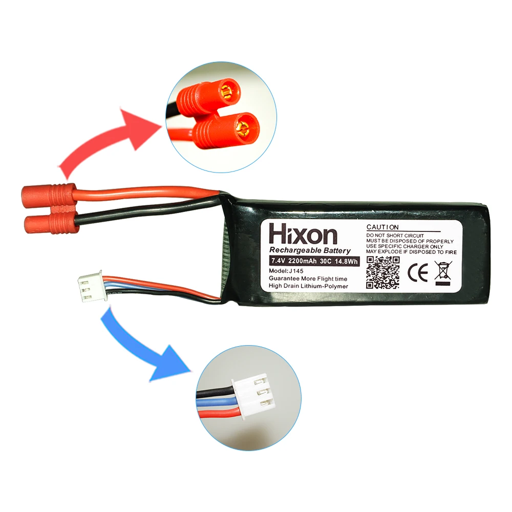2 pcs Hixon 2200mAh 7.4V 25C Lipo Rechargeable Battery Fits Well For SYMA X8C RC Drone