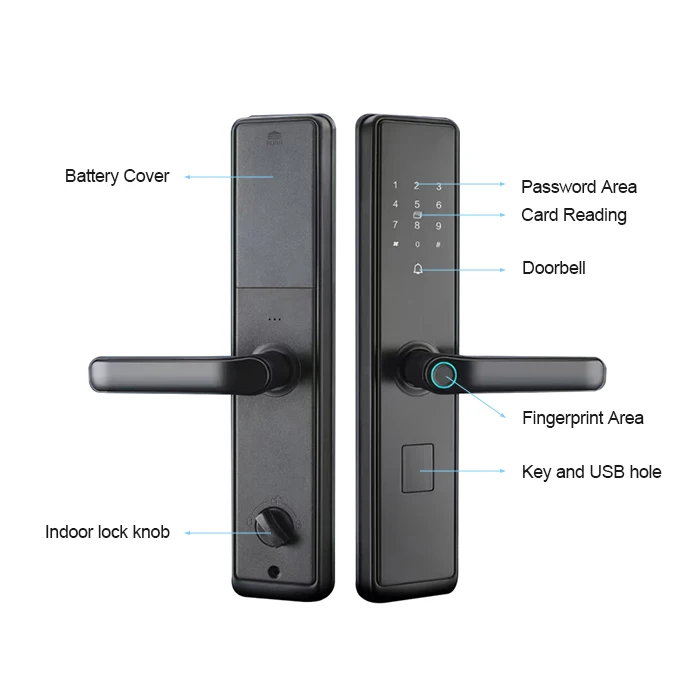 digital smartlock keyless entry electric door lock finger print smart mortise house doorlock dead bolt cerradura inteligente