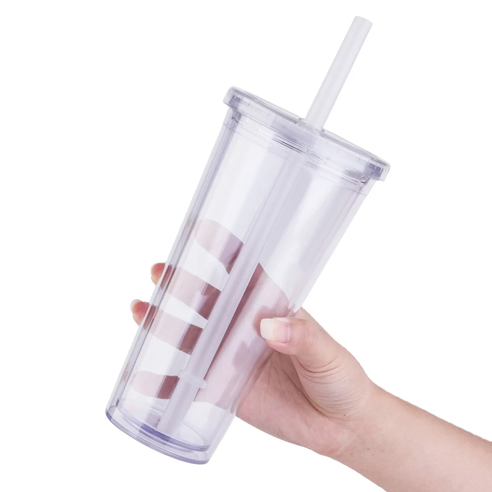Экологичные многоразовые соломы Боба чашки 24 oz акриловый косметический дисплей ювелирных изделий с двойными стенками из прозрачного пластика стакан