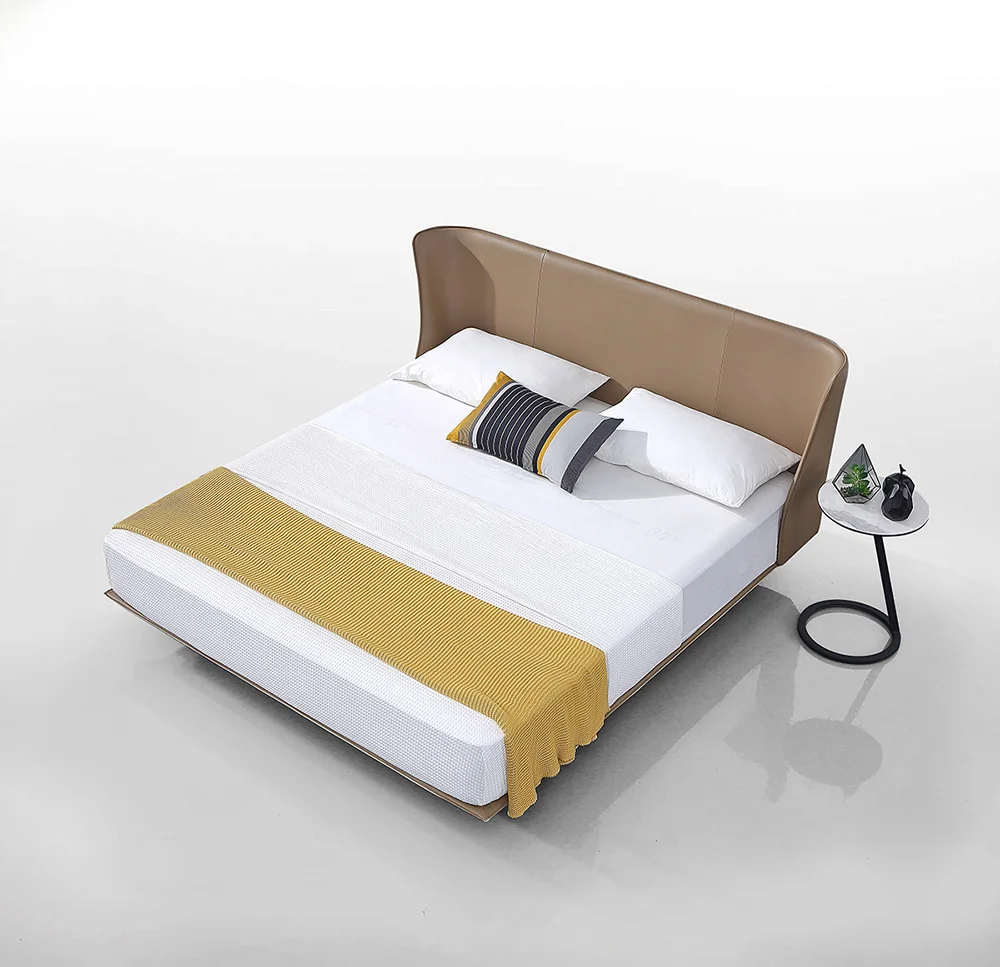 Italian Design Villa With Sensor Atmosphere LED Light Modern Bedroom Furniture Set  Apartment Up-holstered Beds