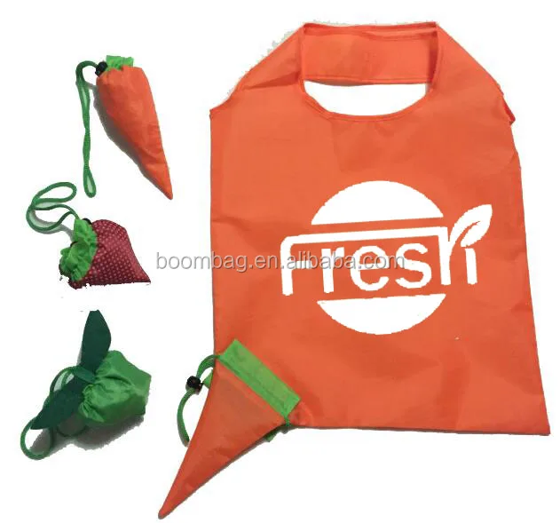 Reusable Carrot Shaped Folding Shopping Bag Foldable Shoulder Handbag Portable Storage Sack Bag