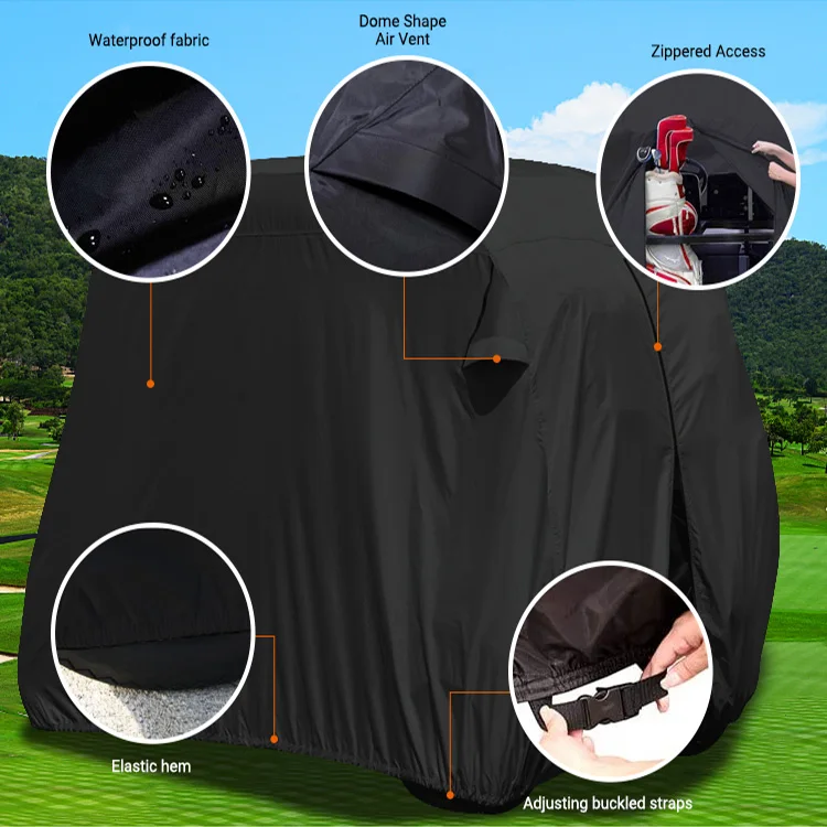 High Quality Waterproof Uv Protection 420D Oxford Golf Cart Cover Suitable for 2 Passenger Carts