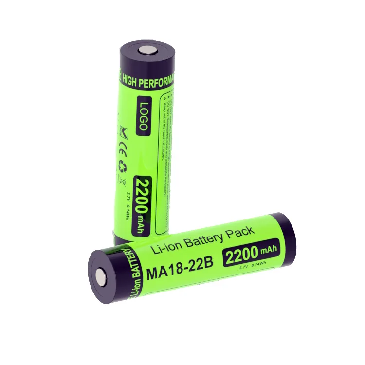 18560 li ion battery for flashlight 3.7 volt lithium battery rechargeable lithium ion battery 3.7v 2.2ah
