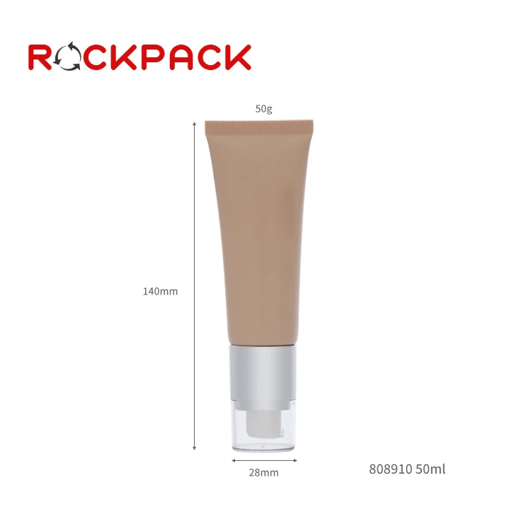 50g Empty matte pink BB cream packaging cosmetic soft tube with airless pump