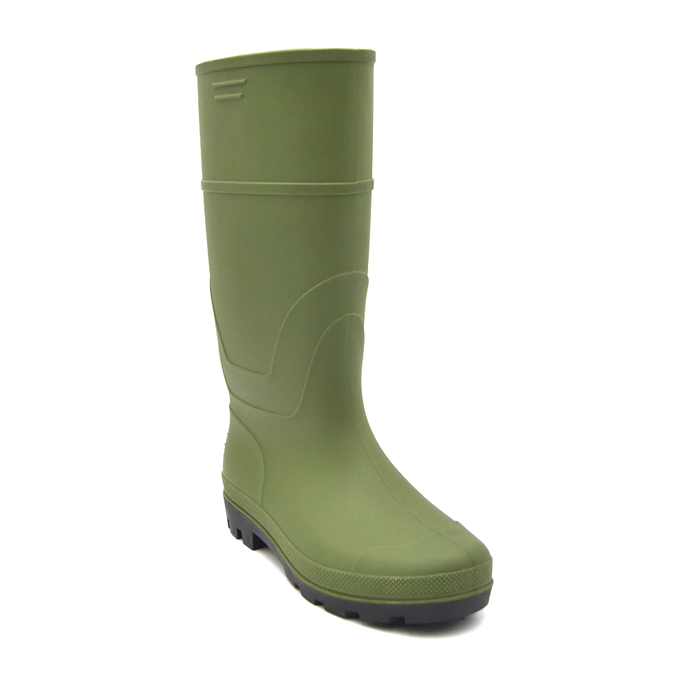 
Green high heels waterproof chemical resistant steel toe safety pvc rain boot for farming 