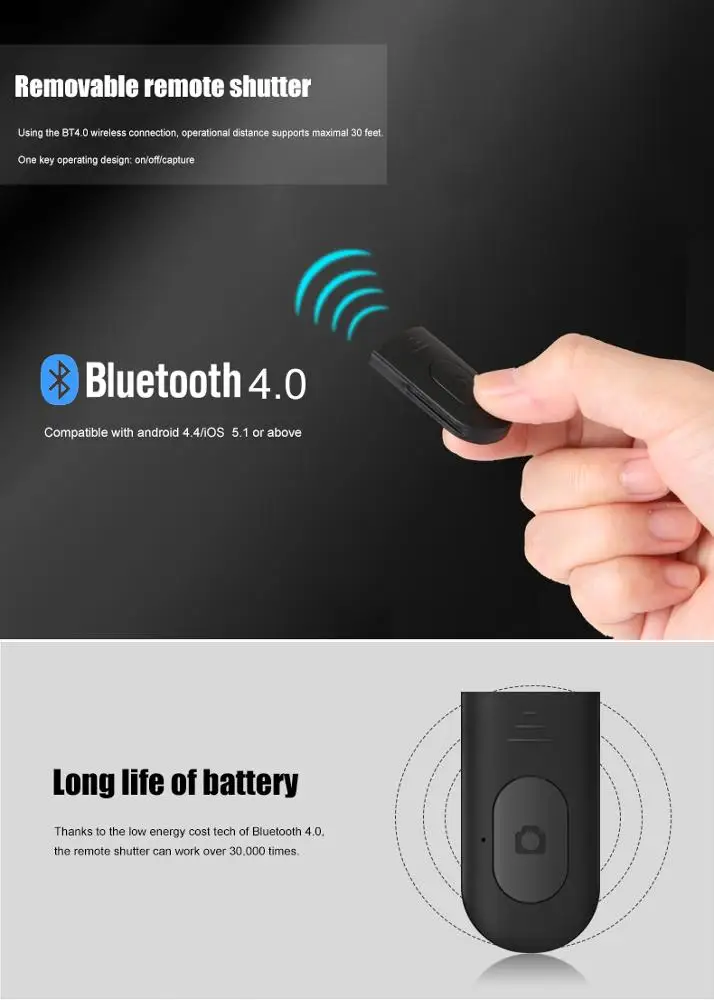 2019 New 2 in 1 Foldable BT Shutter Remote Selfie Stick Tripod for iPhone and Android Phones(Black)