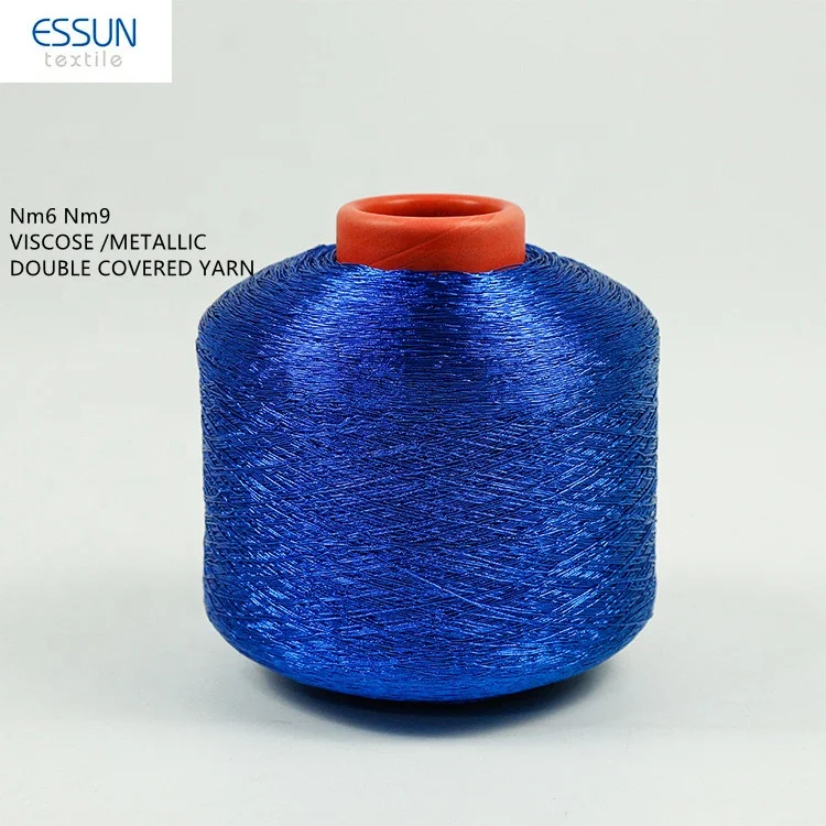 Double Covered Yarn NM6 NM9 60% Polyester Viscose 40% Metallic Colorful Summer Yarn Thread For Cardigan Knitting Hand Crochet