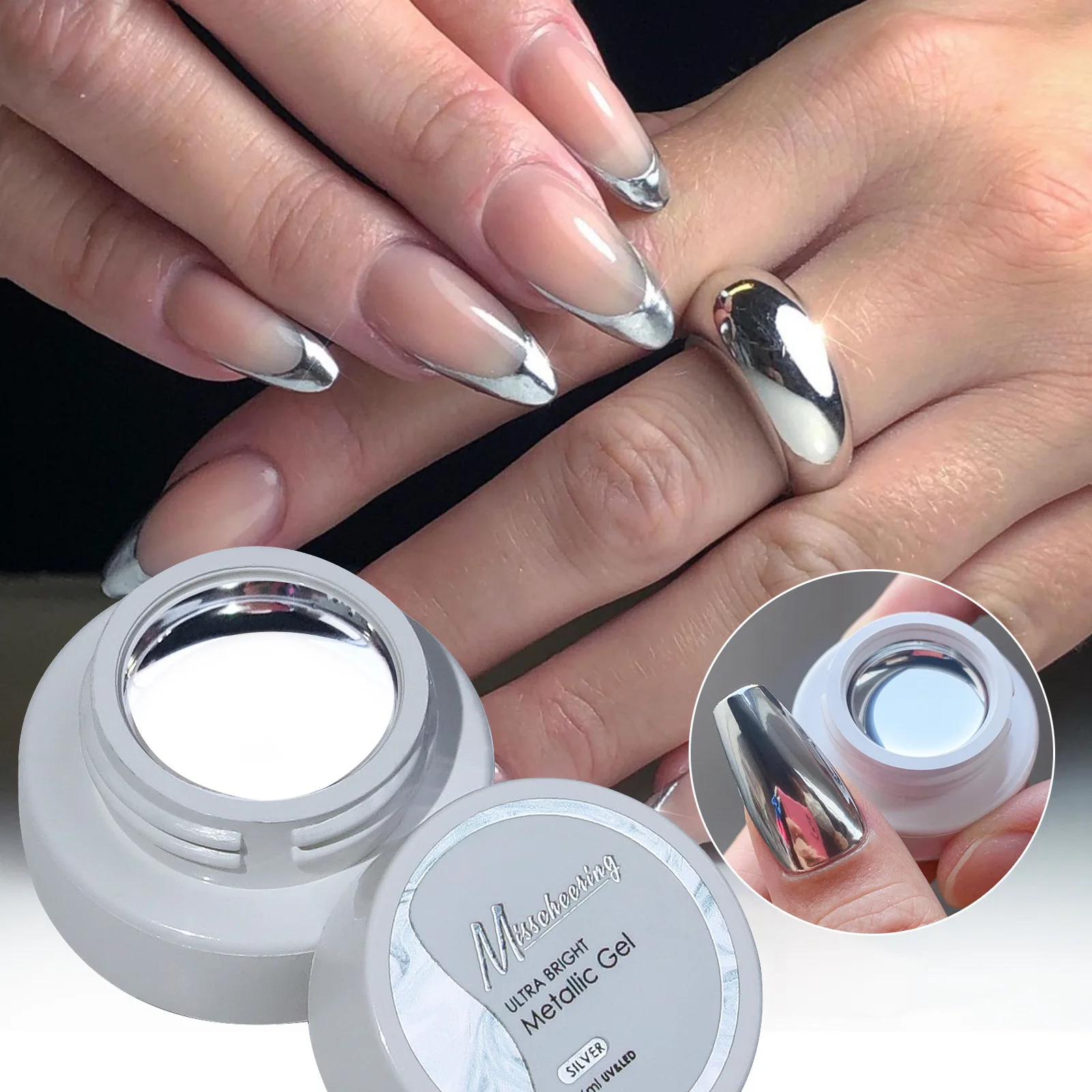 Mirror Metallic Nail Gel Polish Rose Gold Sliver Liner Gel Super Bright Mirror Pull Line Metallic Painting Gel UV Soak Off