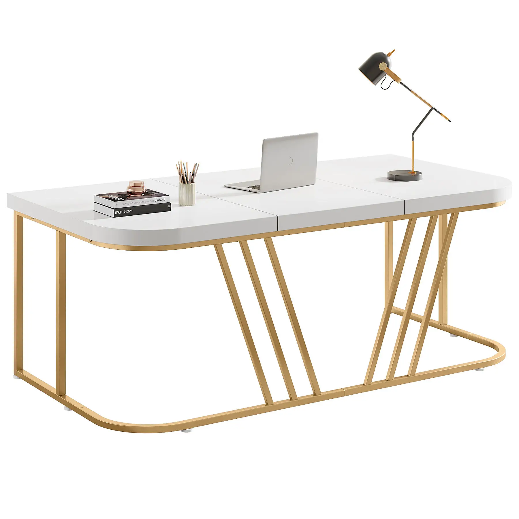 Simplicity furniture Modern luxury office desks conference table  high-end white golden ceo executive office desk for sale