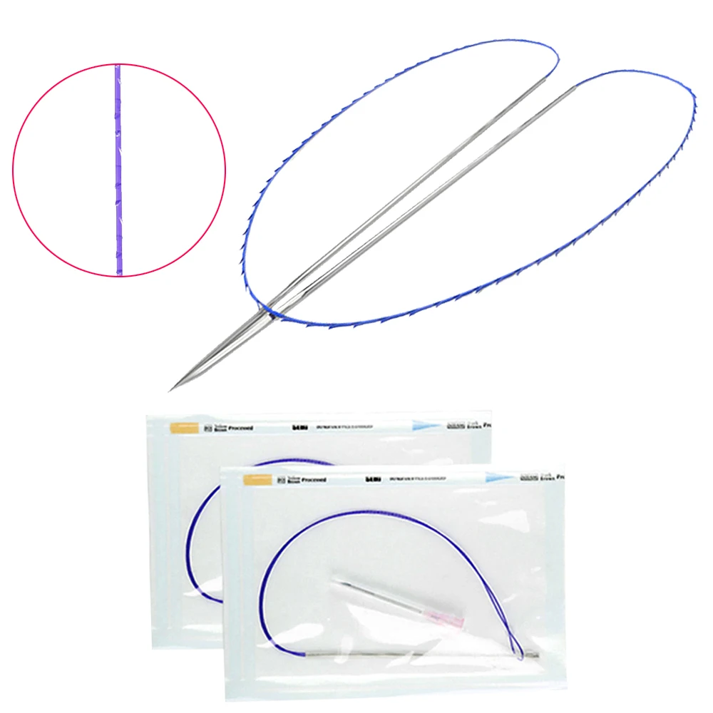 20g140mm Pdo Thread Cog, Face Lifting 350mm Cog Hilos, Double Needle Thread Lift Pdo 4d Cog With Sharp Needle