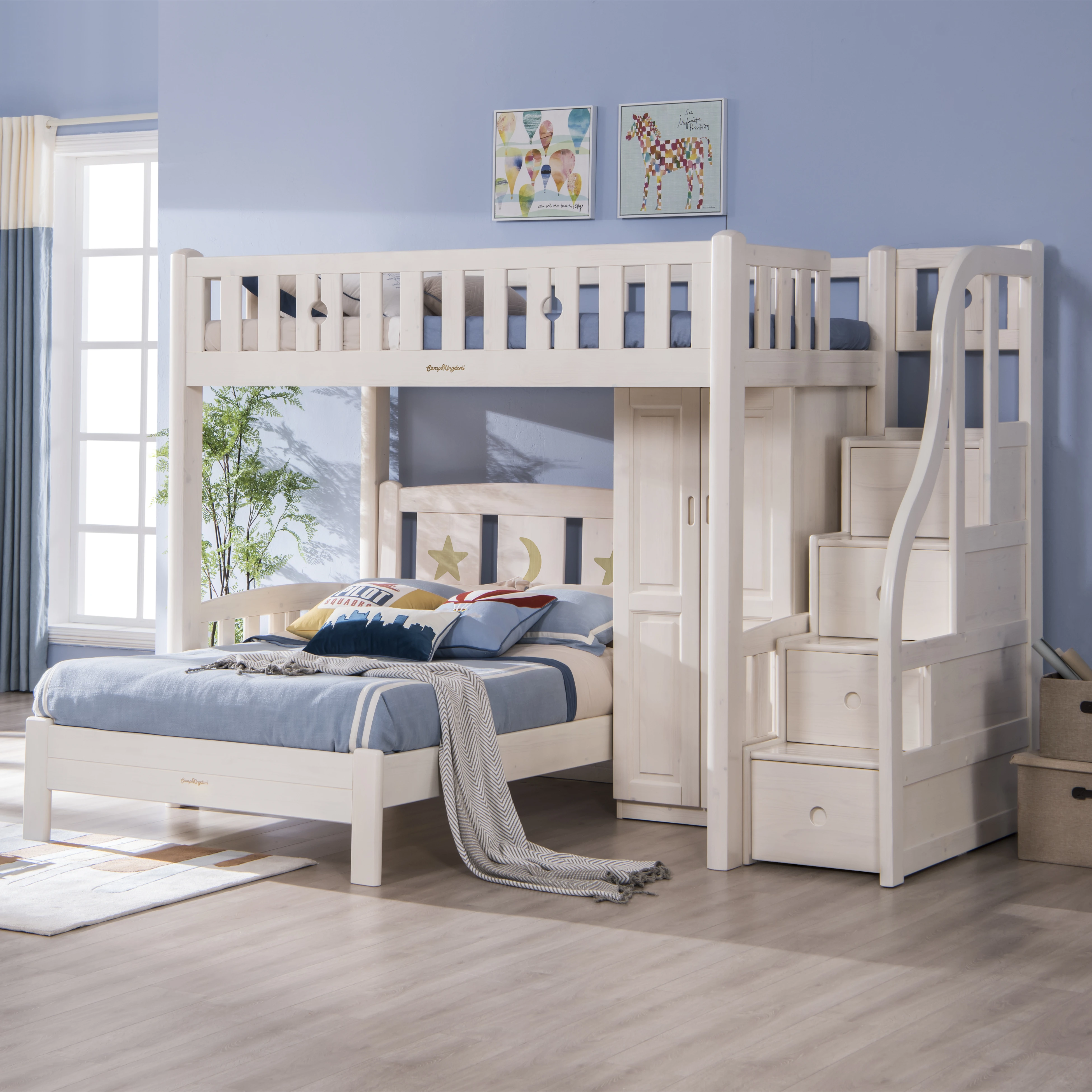 Factory Bedroom Furniture Child High Loft Bed With Staircase And Castle Cama Para Ninos FSC Wood Montessori Child Bunk Bed Kids