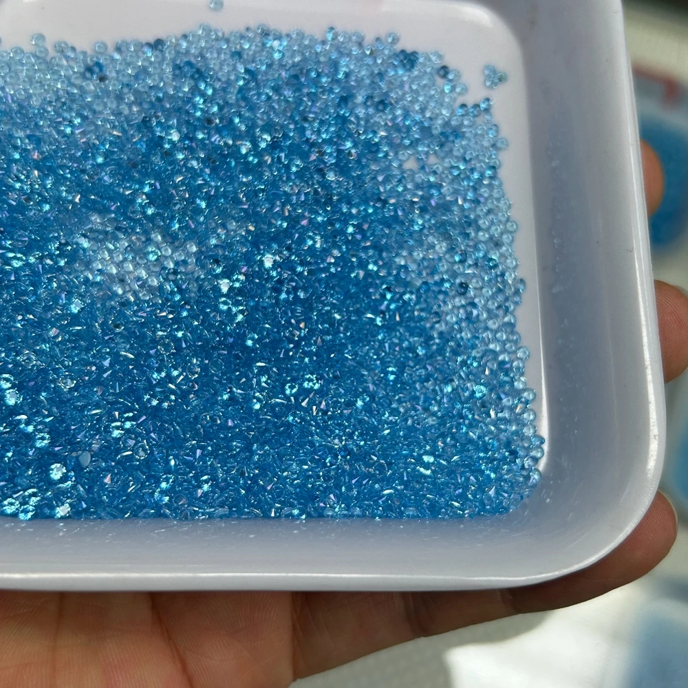 0.9mm To 2mm Swiss Blue Topaz Round Brilliant Cut Natural Topaz Loose Gemstone