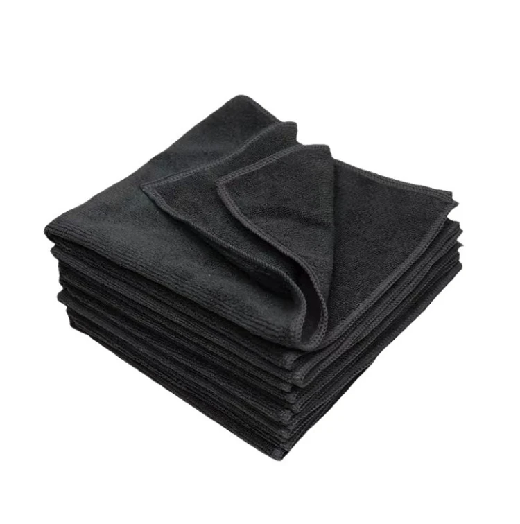 Black Polyester Microfiber Car Wash Towel Kitchen Cleaning Towel