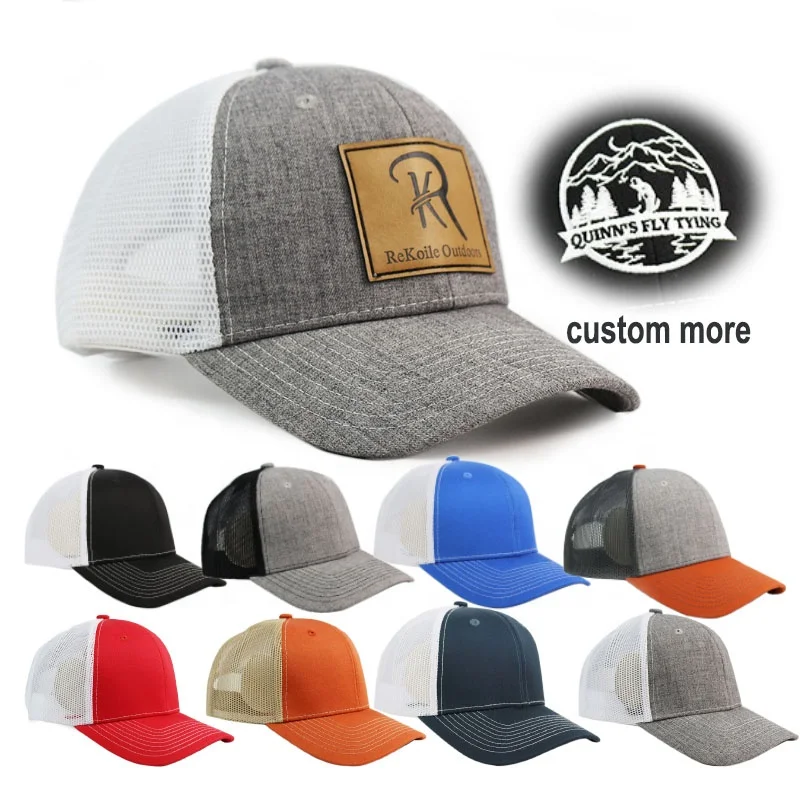 HN11 Blank Custom Embroidered Leather Patch Hat 112 Style 6 Panel Pre-curve Good Quality Soild Camo Snapback 112 Trucker Hat Cap