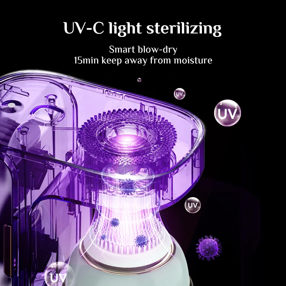 Customized LOGO Skin Care Deep Cleaning Face Scrubber Brush Rechargeable Ultrasonic Vibration Silicone Facial Cleansing Brush