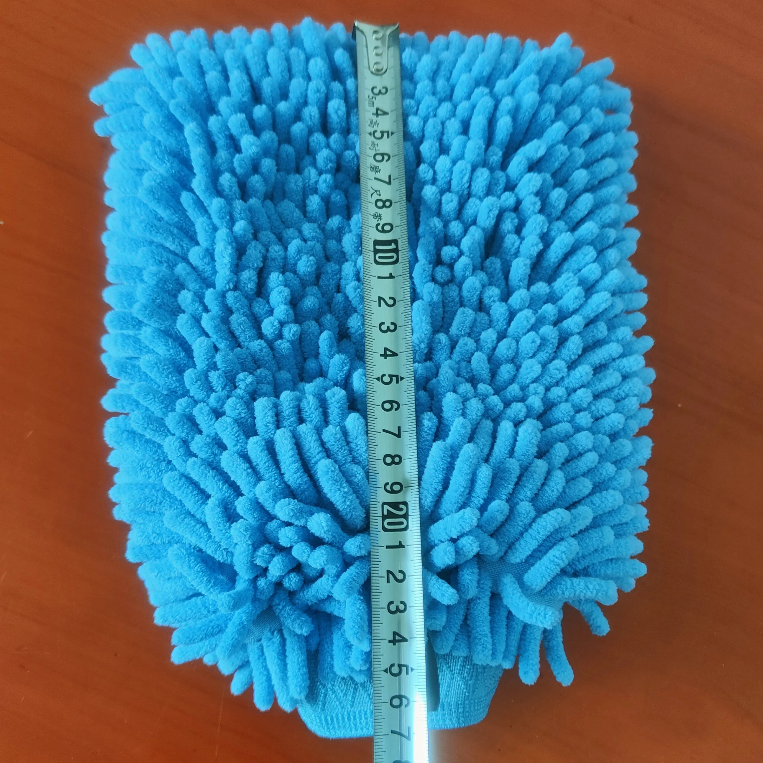 Soft Auto Detailing Cleaning Glove Premium Scratch-Free Lime Blue Microfiber Chenille Car Wash Mitt with Elastic Cuff