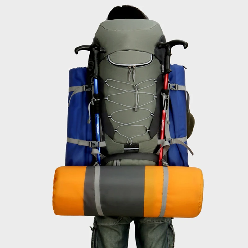 Custom 60L 70L 75L Large Capacity Outdoor Waterproof Backpack Hiking Backpack Bags  With Rain Cover for Travel