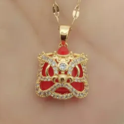 Chinese style male lion head female retro ethnic style jade jewelry national tide collarbone chain