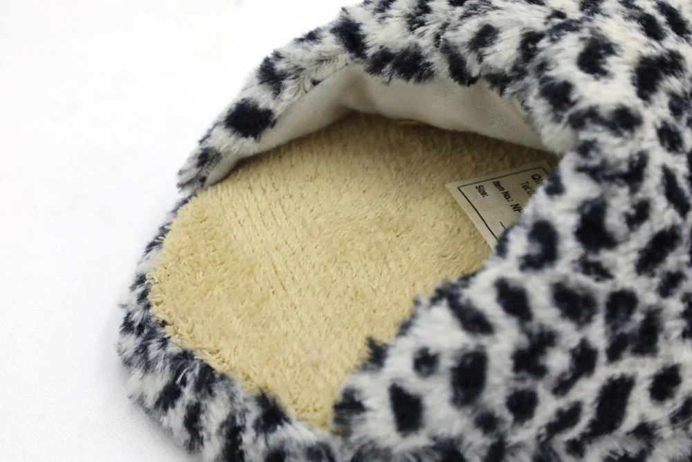 women fashion leopard animal paw velvet warm winter indoor toy slippers