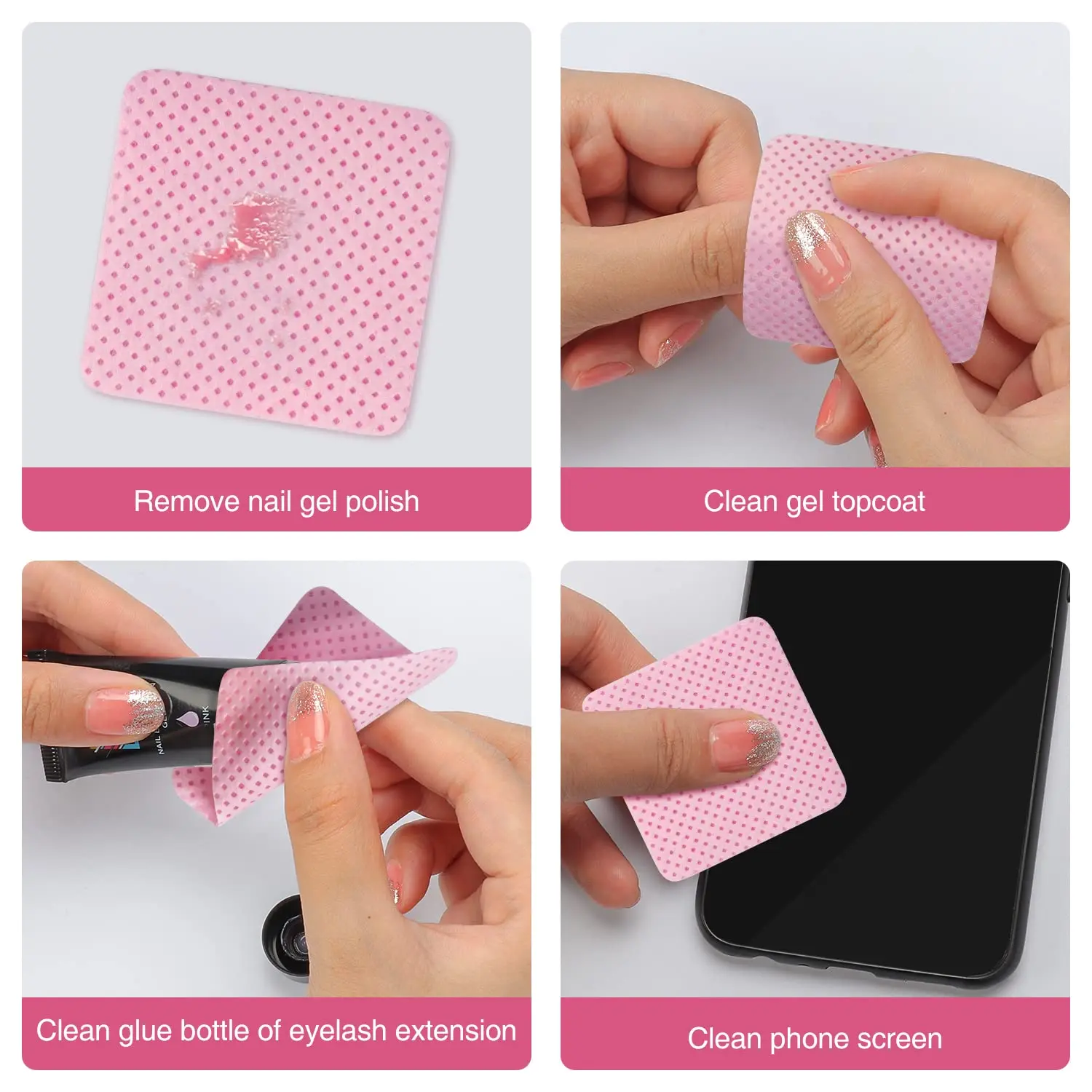 New Private Label 300pcs/bag Nail Polish Remover Nail Wipes Bath Manicure Gel Lint-Free Wipes Cotton Napkins
