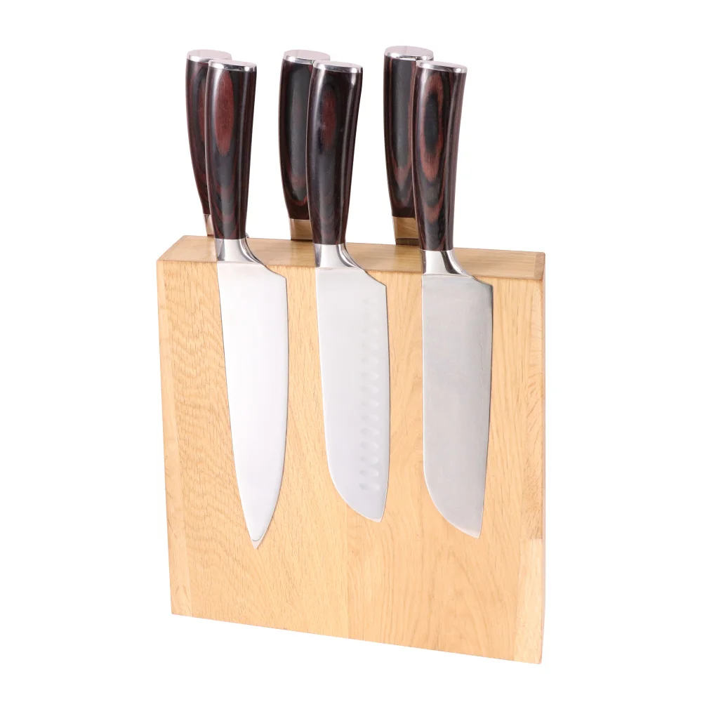 Double sided oak wood magnet knife stand Strong Magnet Double-Sided Wood Magnetic Knife block Holder