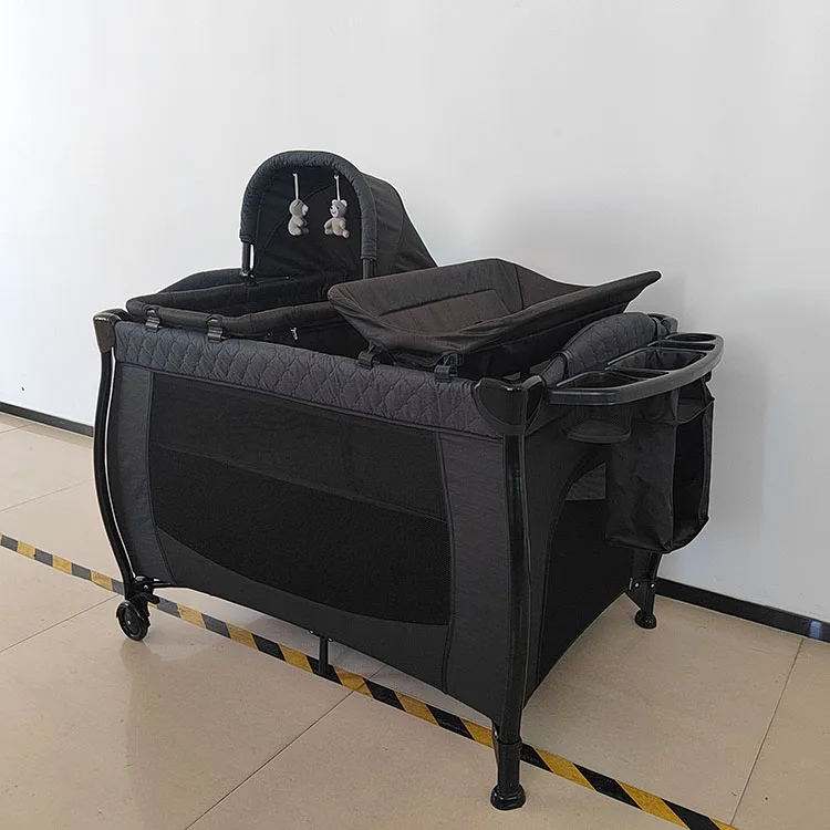 Manufacturer  new design  baby playpen folding travel cot baby crib  playard with Nursery Center two in one carry sleep cradle