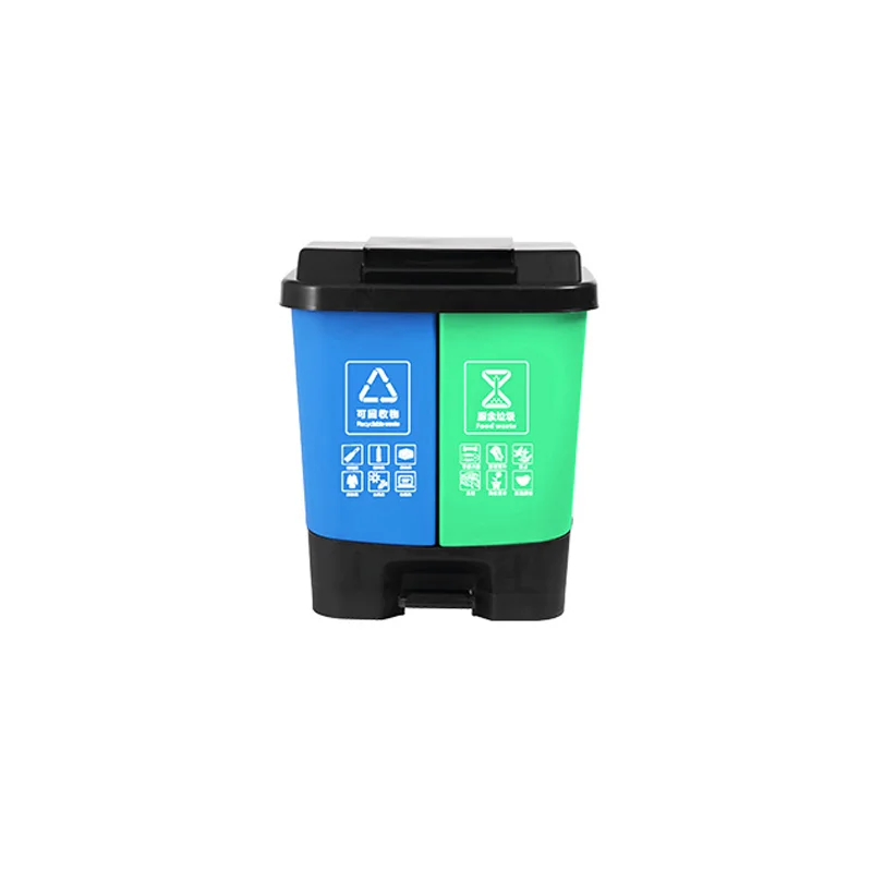 Double Recycling kitchen waste bin trash bins manufacturers poubelle  Plastic Trash Cans Indoor And Outdoor