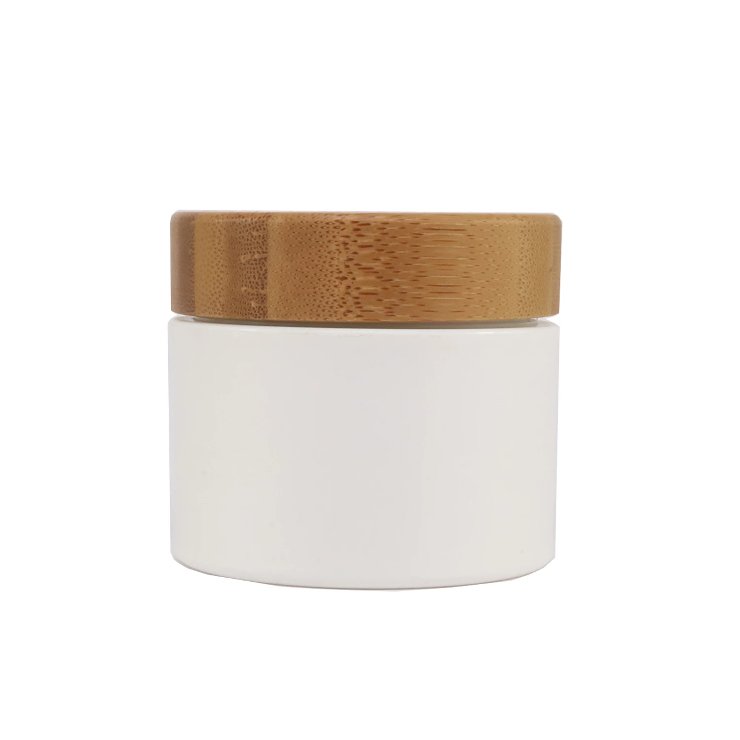 Beauty Body Butter Cosmetic container white plastic PP cosmetic cream jar with bamboo lid