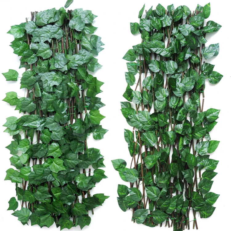 
Simulation plant wall background foldable willow fence with leaves green wall artificial 