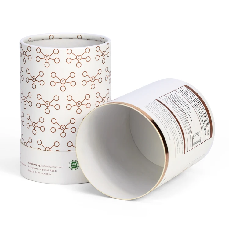 Wholesale cardboard white toy wig electronic gift cylinder packaging tube VC powder salt cat food paper container