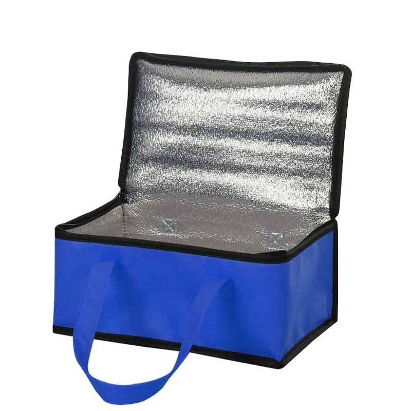 Custom Logo Non-Woven Insulated Cooler Bags Zipper Eco-Friendly Thermal Packaging Food Lunch Delivery Grocery Letter Pattern