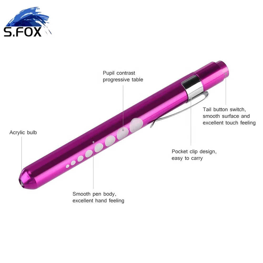 Blister Gift Packing Engraved LOGO Metal Medical Doctor Pen Flashlight with Scale Pupil