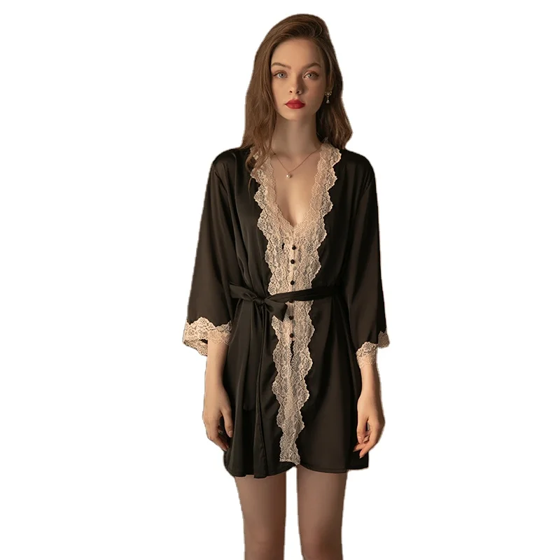 Новое поступление ночное белье для женщин два костюма женские хлопковые Пижамные комплекты беременных новая бархатная ночная рубашка Женская сатиновая одежда сна