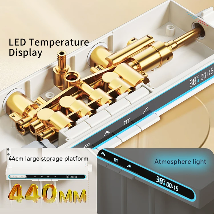 GAONUO All New Intelligent Bathroom Shower System LED Digital Piano Button Shower Mixer 5 Function Shower Sets With SPA Massage