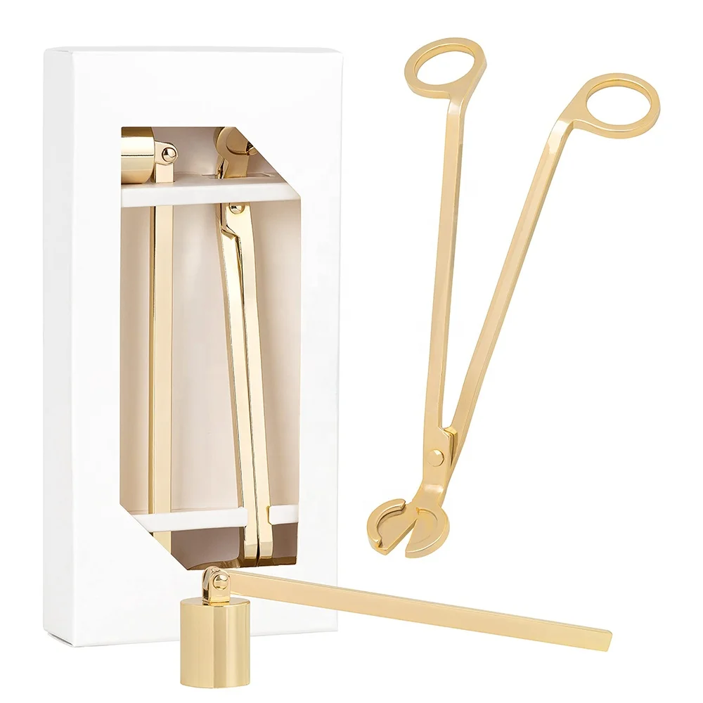 TOALLWIN candle accessories high quality candle trimmer cutter candle snuffer set wholesale gold wick trimmer set