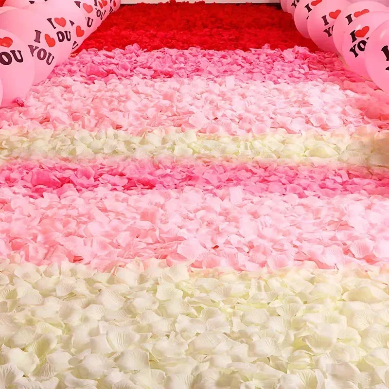 100Pcs Artificial Rose Petals Colorful Simulation Silk Rose Petal For Valentines Day Wedding Party