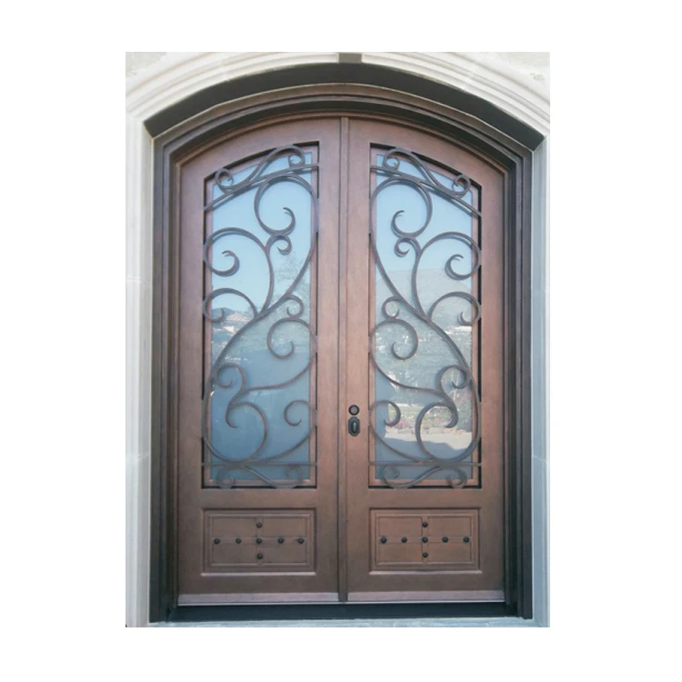 Main Front Double Entry Exterior Metal Doors For House Wrought Iron Entrance Door Design For Villa Home Steel Security Doors
