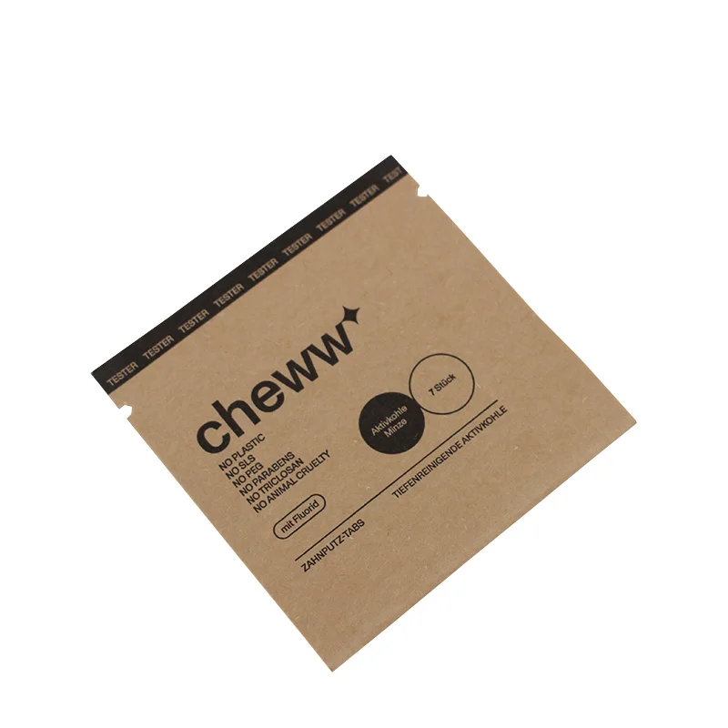Biodegradable Kraft Paper Pouch Custom 3 Side Seal Flat Bag For Cosmetics Sample Packet