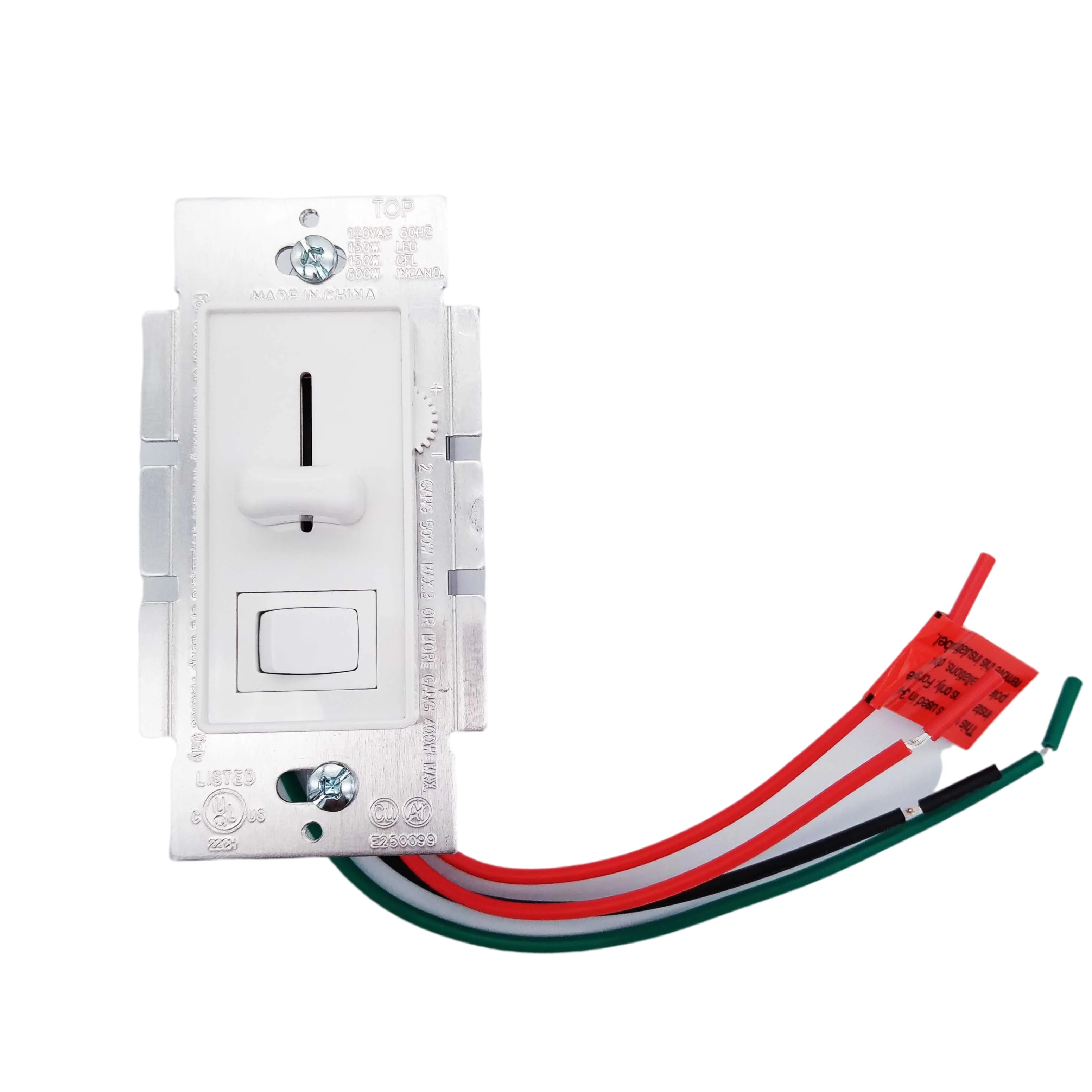 Hot Sale Max 600W 3-Way panel mounting Wall Slide Dimmer with on off rocker switch